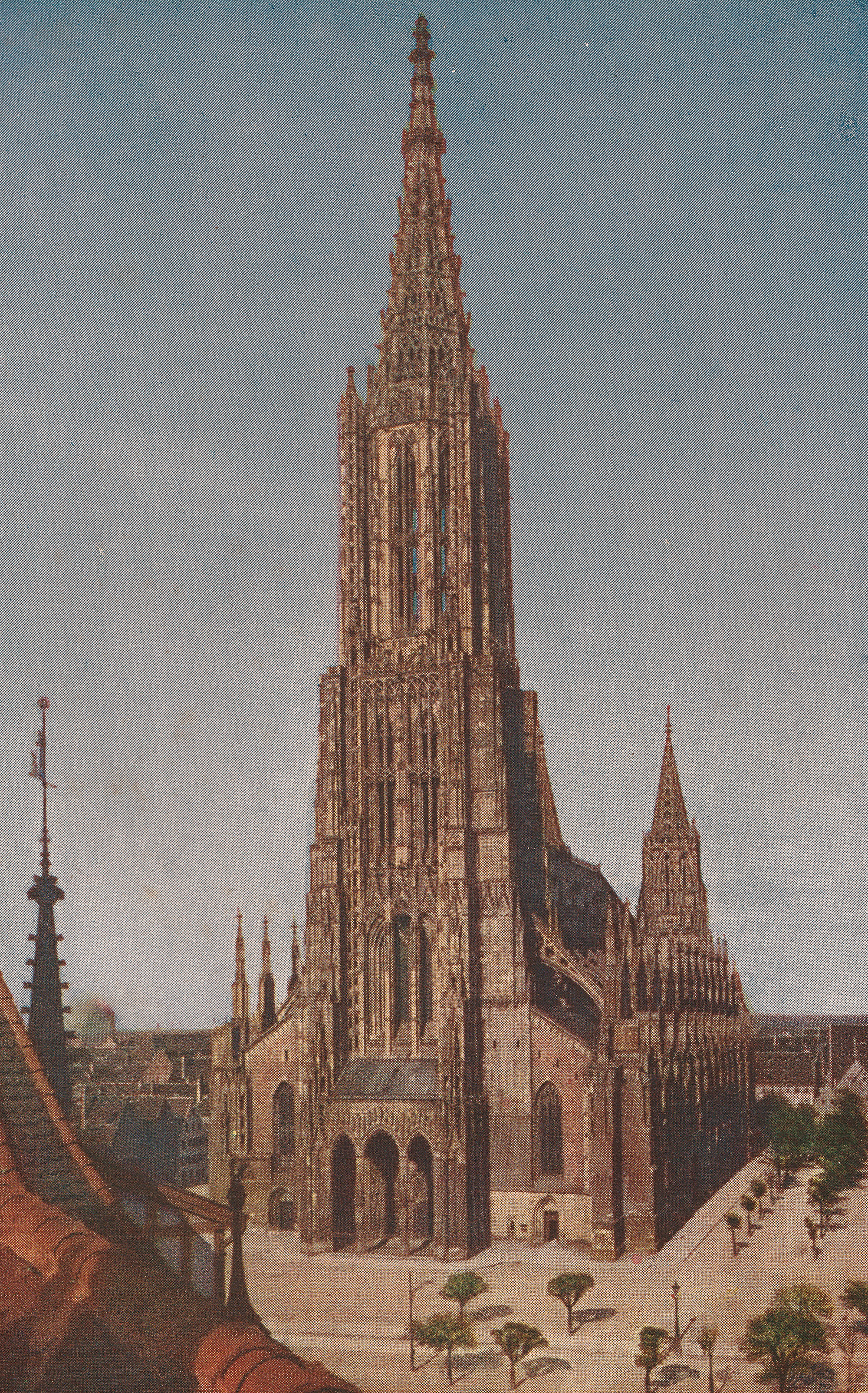 Farbfoto des Ulmer Münsters, Hans Hildenbrand um 1908 Farbfoto des Ulmer Münsters, Hans Hildenbrand um 1908