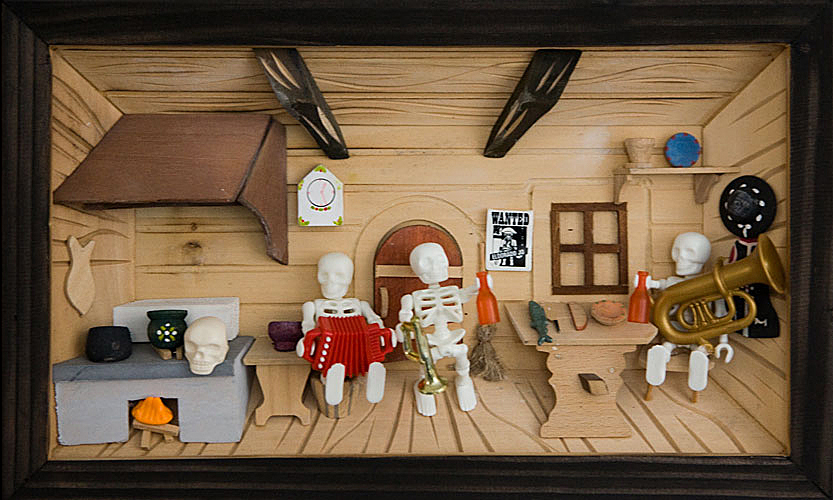 Thomas Kahl: Totentanz. In einer Gaststube. Foto: Martina Strilic Szenerie mit Tod in einer Gaststube